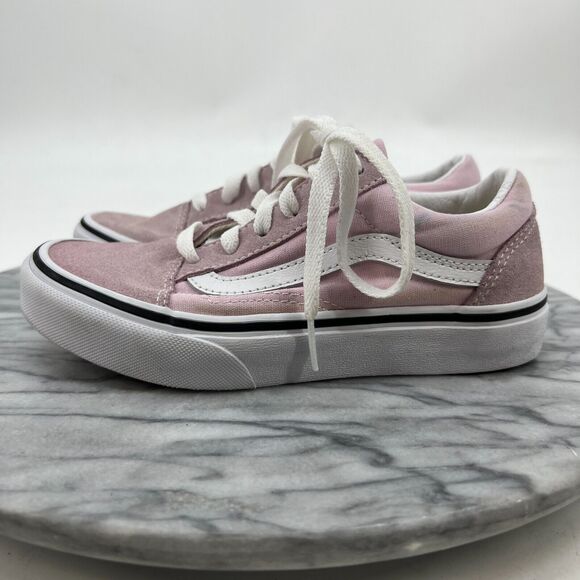 Vans Old Skool Sneakers Youth 2 Pink Suede & Canvas Low Top Skateboarding Shoes - Picture 5 of 12
